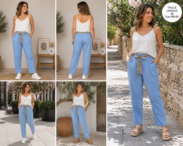 Pantalon fronce poches